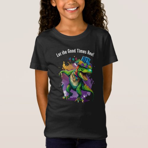 Celebrate Mardi Gras with Dancing T Rex Dinosaur T_Shirt