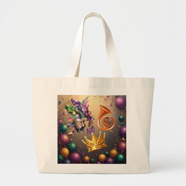 Celebrate Mardie Gras by Sommer Hamilton Large Tote Bag (Front)