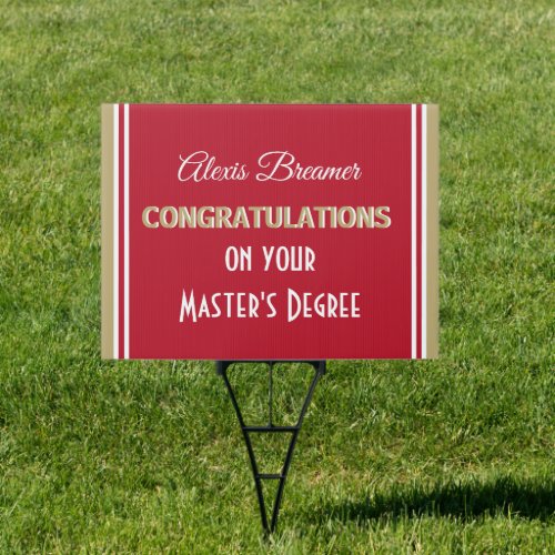 Celebrate Masters Degree Graduation yard sign