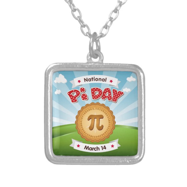 Celebrate Math with Pi Day Silver Plated Necklace (Front)