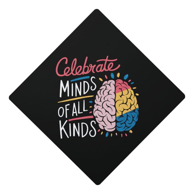 Celebrate Minds of All Kinds Autism Awareness Graduation Cap Topper (Front)