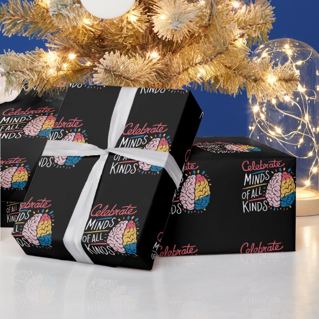 Celebrate Minds of All Kinds Autism Awareness Wrapping Paper (Holidays)