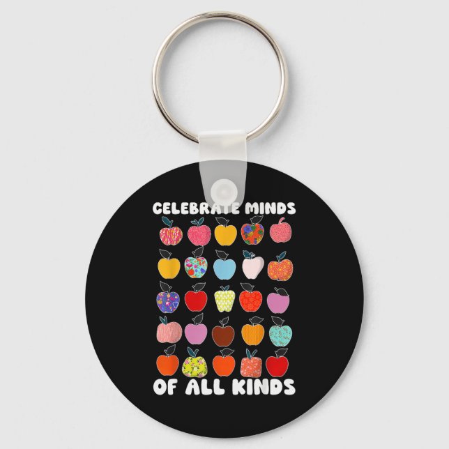 Celebrate Minds Of All Kinds Folk Art S Sped Teach Keychain (Front)