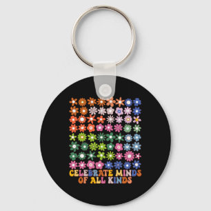 Celebrate Minds Of All Kinds Groovy Flower Autism Keychain