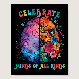 Celebrate Minds Of All Kinds Mental Health Autism  Poster