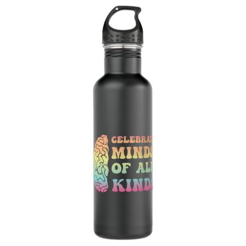Celebrate Minds of All Kinds Mental Health Autism  Stainless Steel Water Bottle