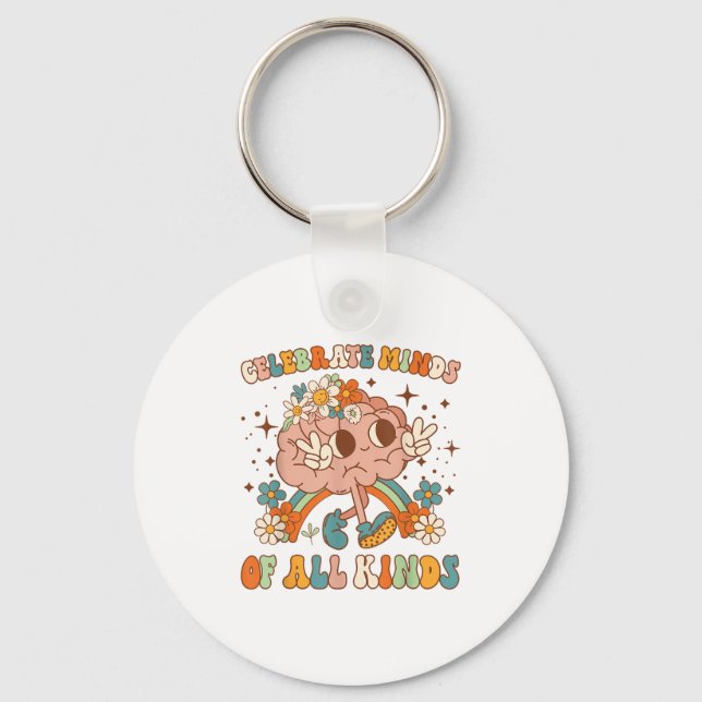 Celebrate Minds Of All Kinds Neurodiversity Mental Keychain (Front)