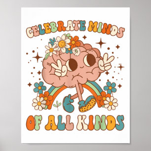Celebrate Minds Of All Kinds Neurodiversity Mental Poster