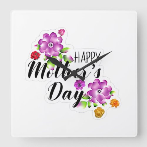 Celebrate Mom  Joy Happy Mothers Day Collection Square Wall Clock