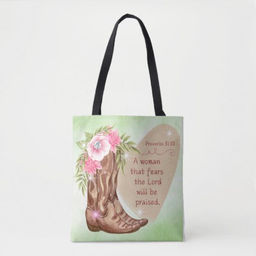 Celebrate Moms Strength with Proverbs 3130 Tote Bag