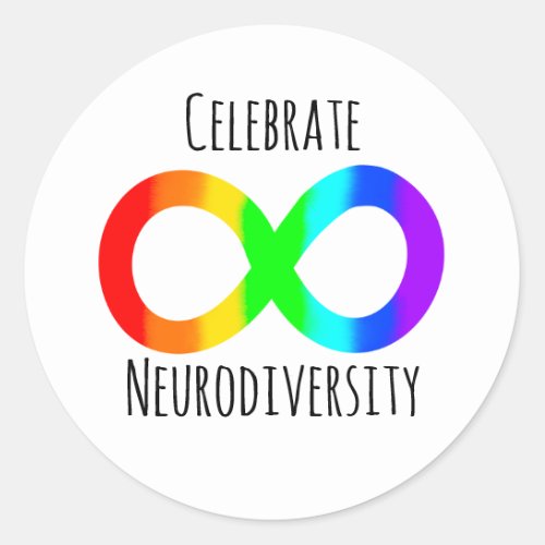 Celebrate Neurodiversity Autism Acceptance Rainbow Classic Round Sticker