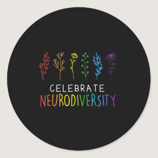 CELEBRATE NEURODIVERSITY  Autism Awareness Flower  Classic Round Sticker