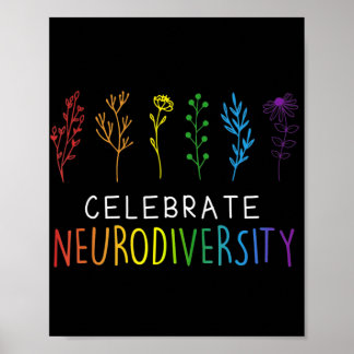 CELEBRATE NEURODIVERSITY  Autism Awareness Flower  Poster