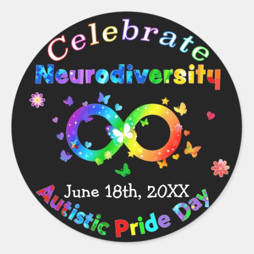 Celebrate Neurodiversity Autistic Pride Day Classic Round Sticker
