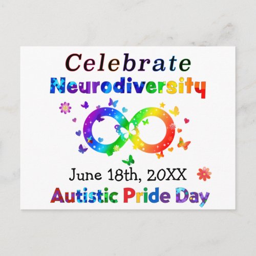 Celebrate Neurodiversity Autistic Pride Day Postcard