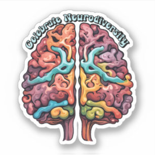 Celebrate Neurodiversity Colorful Brain Sticker