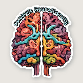 Celebrate Neurodiversity Colorful Brain  Sticker
