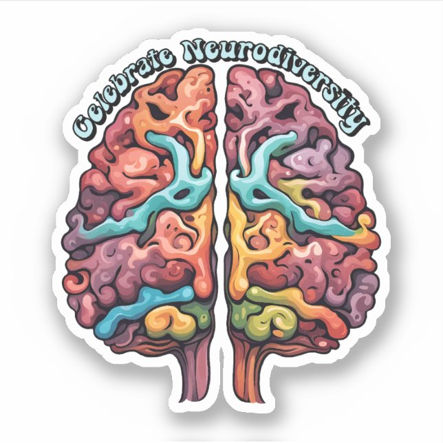 Celebrate Neurodiversity Colorful Brain  Sticker (Front)