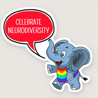 Celebrate Neurodiversity Elephant Typography Sticker