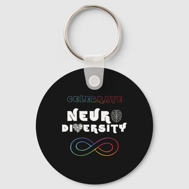 Celebrate Neurodiversity Rainbow Infinity Autism A Keychain (Front)