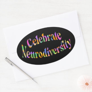 Celebrate Neurodiversity Rainbow Typography Oval Sticker