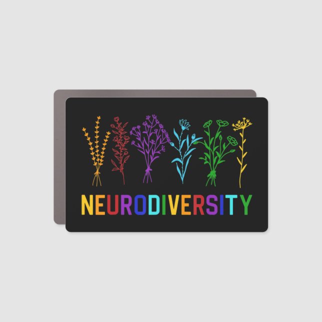 Celebrate Neurodiversity with this great rainbow f Car Magnet (Front)
