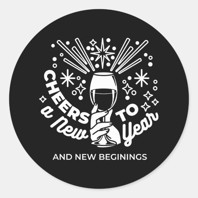Celebrate New Beginnings Wine Glass Illustration 2 Classic Round Sticker (Front)