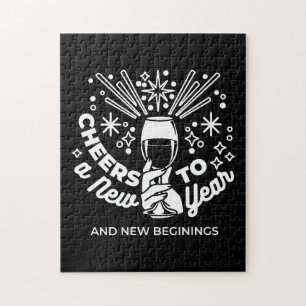 Celebrate New Beginnings Wine Glass Illustration 2 Jigsaw Puzzle