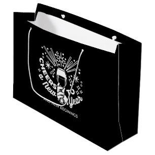 Celebrate New Beginnings Wine Glass Illustration 2 Large Gift Bag
