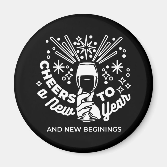 Celebrate New Beginnings Wine Glass Illustration 2 Magnet (Front)
