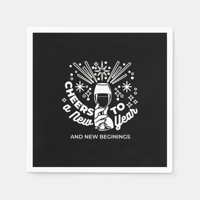 Celebrate New Beginnings Wine Glass Illustration 2 Napkins (Front)