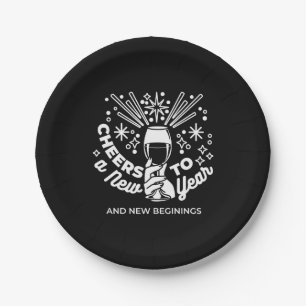 Celebrate New Beginnings Wine Glass Illustration 2 Paper Plates