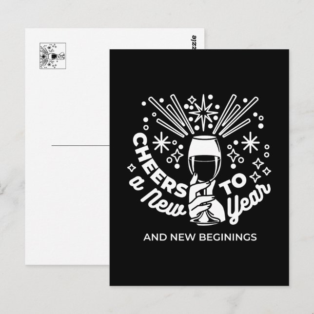 Celebrate New Beginnings Wine Glass Illustration 2 Postcard (Front/Back)