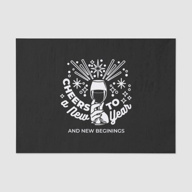 Celebrate New Beginnings Wine Glass Illustration 2 Tissue Paper (Front)