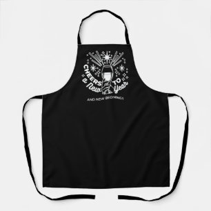 Celebrate New Beginnings Wine Glass Illustration Apron