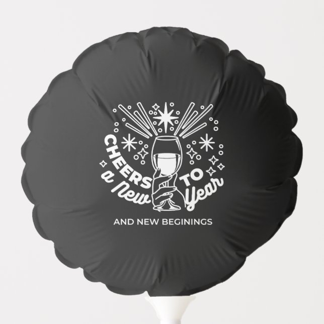 Celebrate New Beginnings Wine Glass Illustration Balloon (Front)