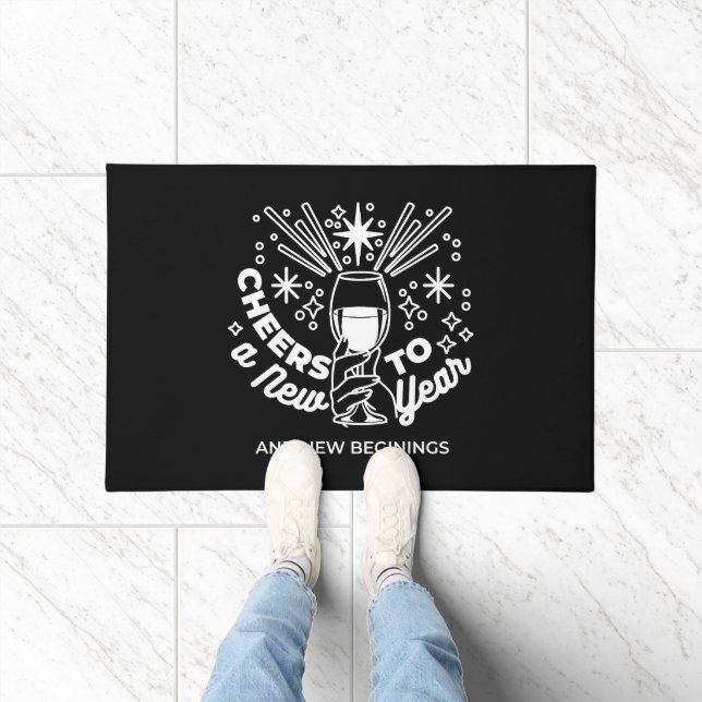 Celebrate New Beginnings Wine Glass Illustration Doormat (Indoor)