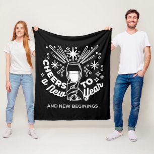 Celebrate New Beginnings Wine Glass Illustration Fleece Blanket