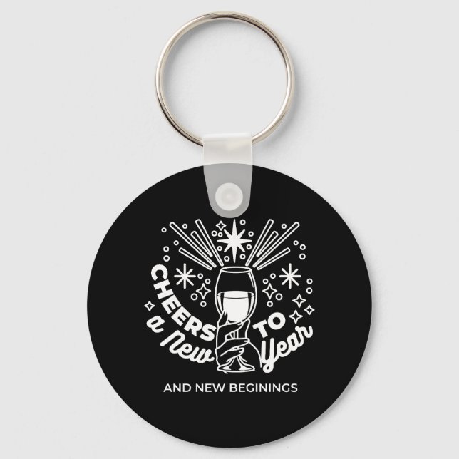 Celebrate New Beginnings Wine Glass Illustration Keychain (Front)