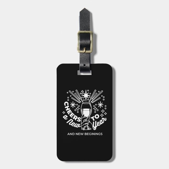Celebrate New Beginnings Wine Glass Illustration Luggage Tag (Front Vertical)