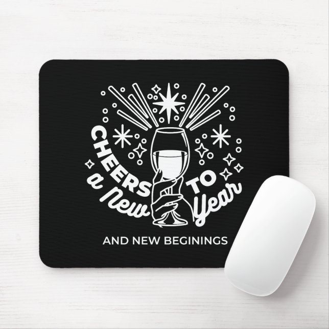 Celebrate New Beginnings Wine Glass Illustration Mouse Pad (With Mouse)