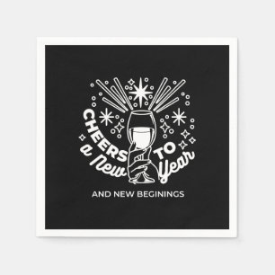 Celebrate New Beginnings Wine Glass Illustration Napkins