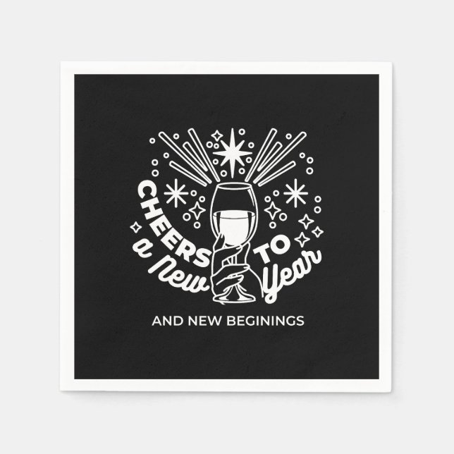 Celebrate New Beginnings Wine Glass Illustration Napkins (Front)