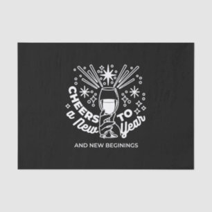 Celebrate New Beginnings Wine Glass Illustration Tissue Paper