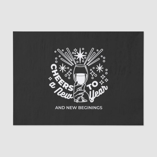Celebrate New Beginnings Wine Glass Illustration Tissue Paper (Front)