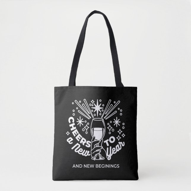 Celebrate New Beginnings Wine Glass Illustration Tote Bag (Front)