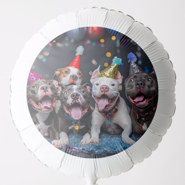 Celebrate New Year & Holidays with Pitbull Dogs Balloon (Front)
