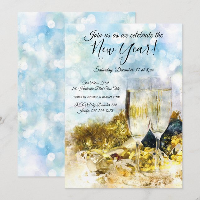 Celebrate New Year's Eve Party Invitation (Front/Back)