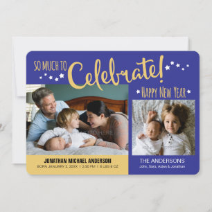 Celebrate New Years Photo Baby Boy Announcement