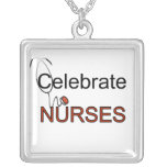Celebrate Nurses T-shirts and Gifts Silver Plated Necklace
